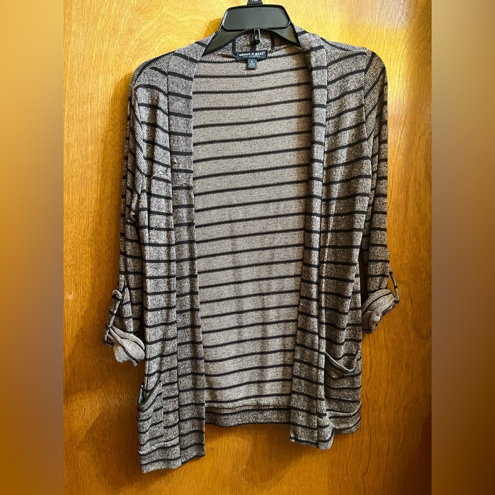 Taupe and Black Striped Cardigan
